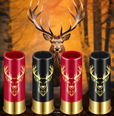 Reusable Plastic Shot Glasses with Deer and Skull Designs - Set of 4, 12GA Bullet Shaped Cups, Multipurpose, Recyclable Material, Wash Gently - Ideal for Parties and Gifting